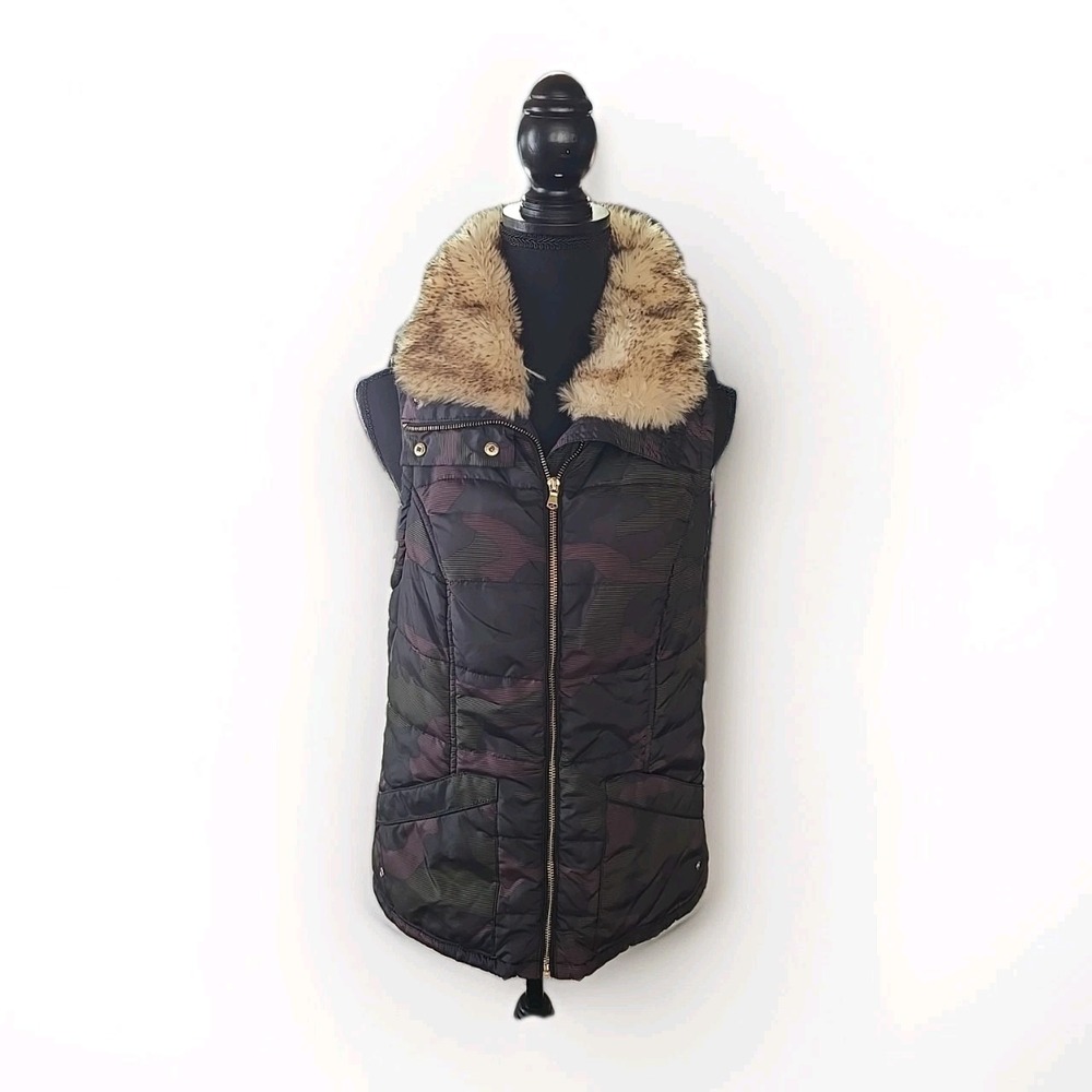 Maurices Camo Faux Fur Utility Vest Military‎ Y2K Women's Medium